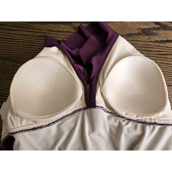 Kona Sol Purple Ruffle One Piece Swim Suit 18W Plus - Picture 5 of 13